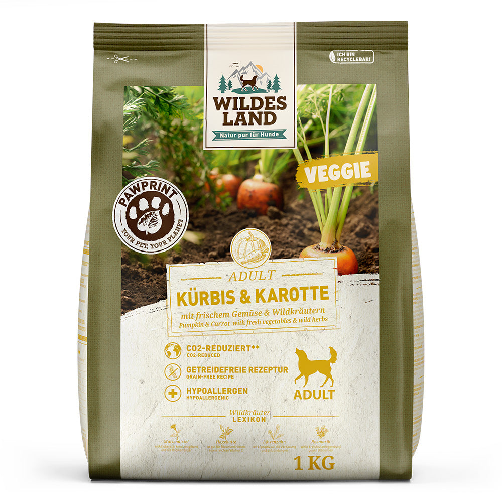 Wildes Land PawPrint hrana uscata vegetariana pentru caini adulti cu dovleac si morcov
