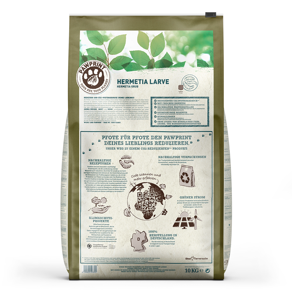 Wildes Land PawPrint hrana uscata pentru caini adulti cu insecte (larve Hermetia)