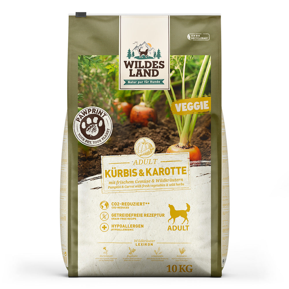 Wildes Land PawPrint hrana uscata vegetariana pentru caini adulti cu dovleac si morcov