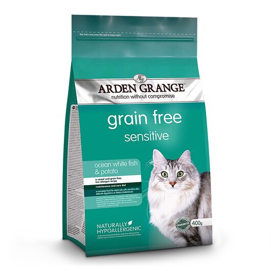 Arden Grange hrana uscata Sensitive Grainfree pentru pisici cu peste oceanic si cartofi 400 g