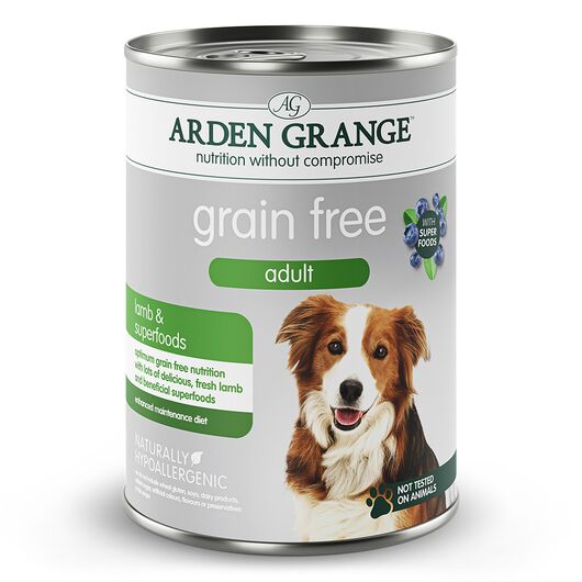 Arden Grange hrana umeda fara cereale pentru caini cu miel si super alimente 395 g