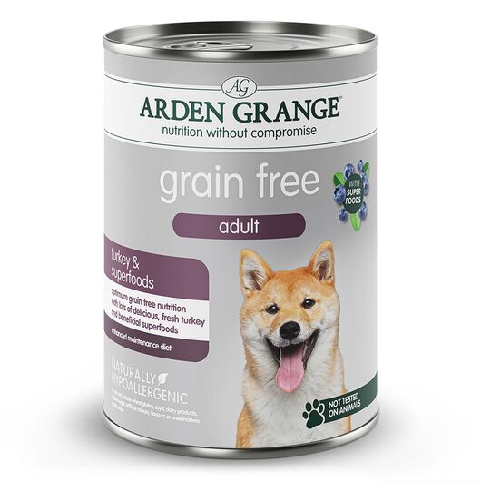 Arden Grange hrana umeda fara cereale pentru caini cu curcan si super alimente 395 g