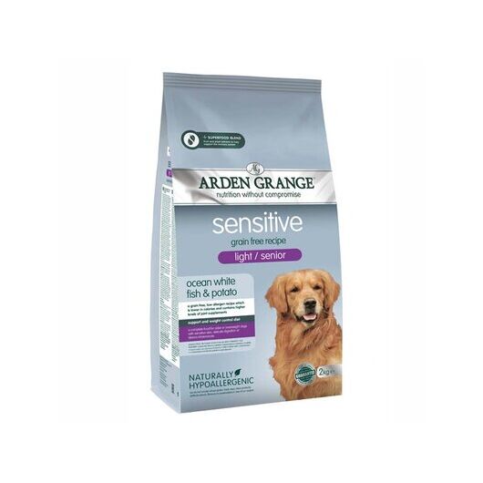 Arden Grange Hrana Sensitive Light/ Senior Grain free pentru caini adulti cu peste oceanic proaspat si cartofi 2 kg