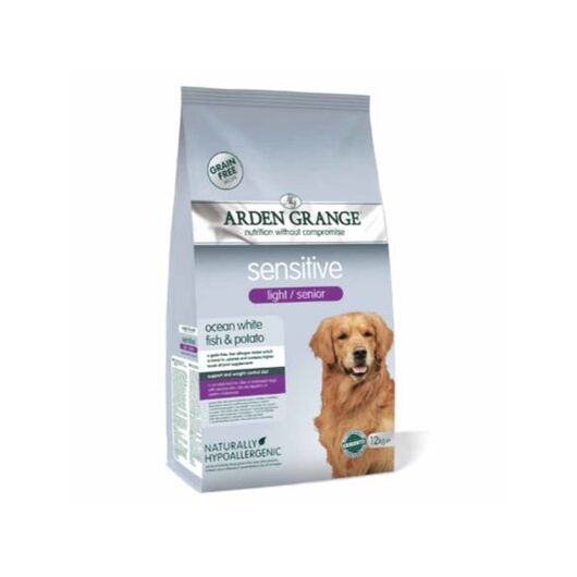 Arden Grange Hrana Sensitive Light/ Senior Grain free pentru caini adulti cu peste oceanic proaspat si cartofi 12 kg