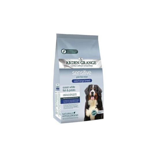 Arden Grange Hrana Sensitive Grain free Large Breed pentru caini adulti cu peste oceanic proaspat si cartofi 12 kg