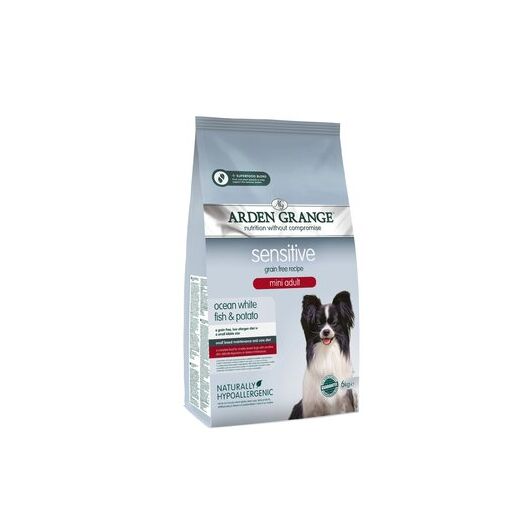 Arden Grange Hrana Sensitive MINI Grain free pentru caini adulti cu peste oceanic proaspat si cartofi 6 kg