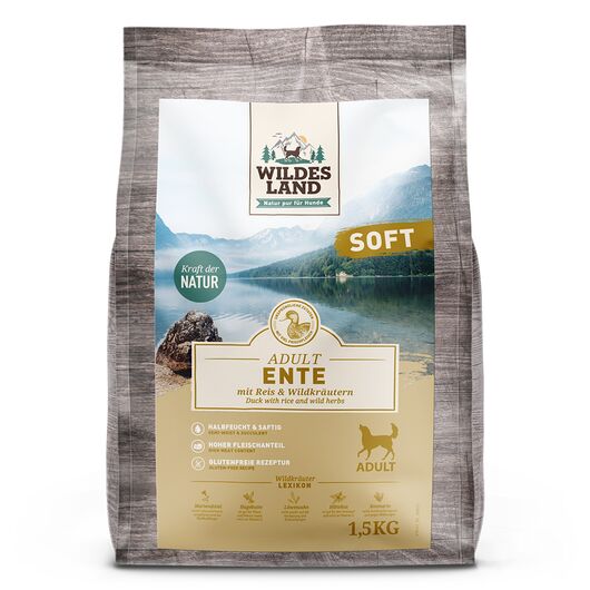 Wildes Land Hrana uscata Soft pentru caini cu rata si orez 1.5 kg
