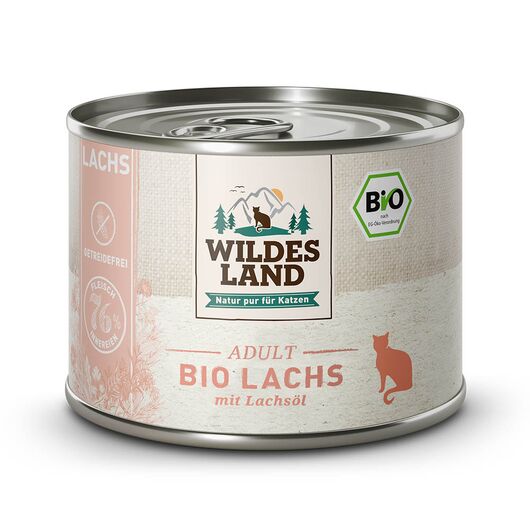 Wildes Land Hrana umeda pentru pisici BIO somon pur cu ulei de somon 200 g