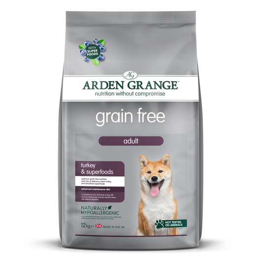 Arden Grange hrana uscata fara cereale pentru caini adulti cu curcan si superalimente 12kg