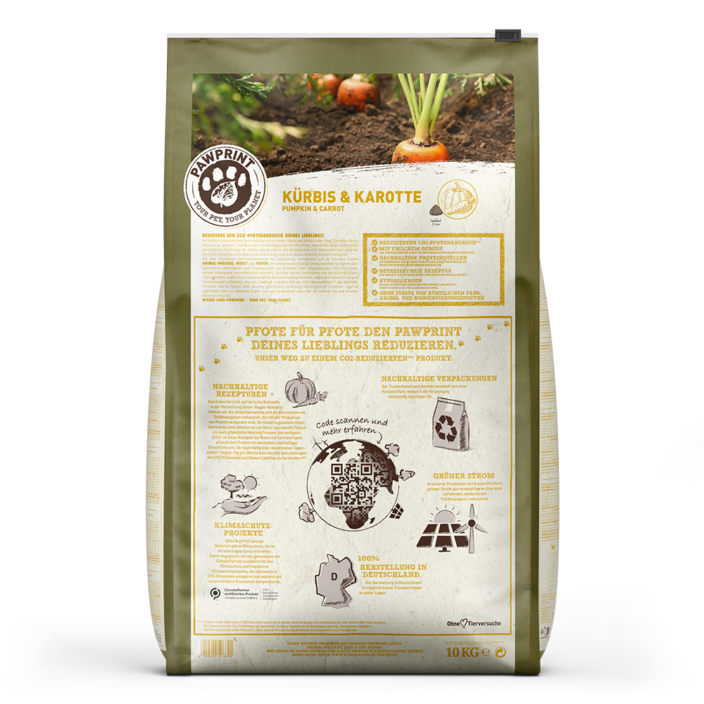 Wildes Land PawPrint hrana uscata vegetariana pentru caini adulti cu dovleac si morcov