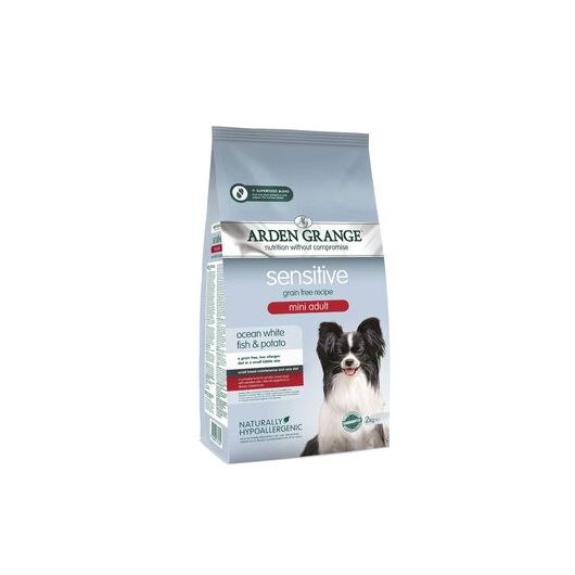 Arden Grange Hrana Sensitive MINI Grain free pentru caini adulti cu peste oceanic proaspat si cartofi 2 kg