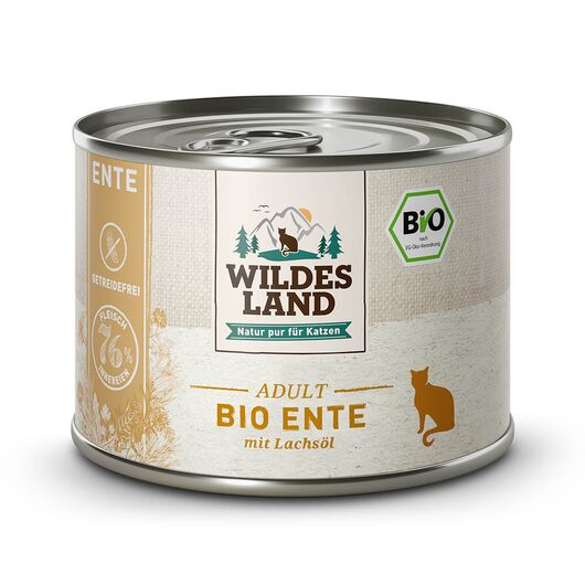 Wildes Land Hrana umeda pentru pisici BIO rata pura cu ulei de somon 200 g