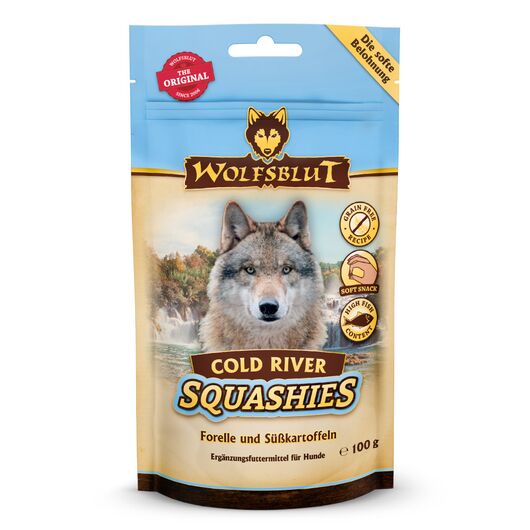 Wolfsblut Recompense pentru caini Cold River Squashies cu pastrav si cartofi dulci 100 g