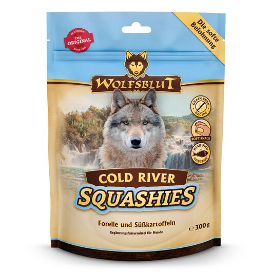 Wolfsblut Recompense pentru caini Cold River Squashies cu pastrav si cartofi dulci 300 g