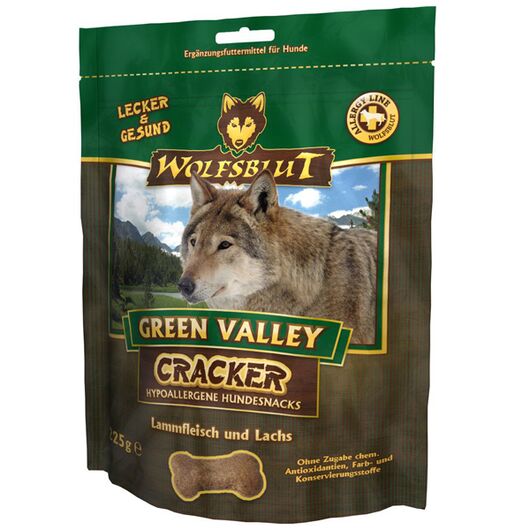 Wolfsblut Recompense pentru caini Green Valley Cracker cu miel, somon si cartofi 225 g